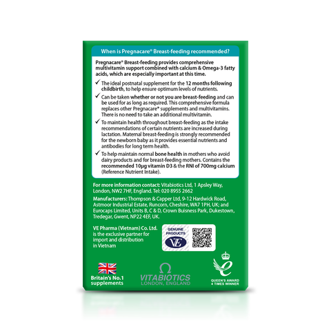 Vitabiotics Pregnacare Breast - feeding 84 tabs bổ sung vitamin và khoáng chất cho phụ nữ cho con bú