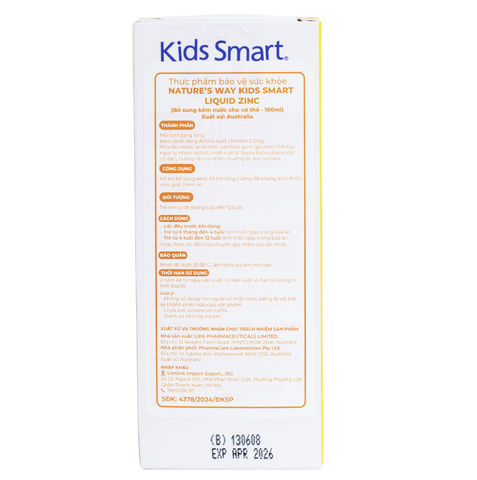 Nature’s Way Kids Smart Liquid ZinC 100ml – Bổ sung kẽm nước tăng sức đề kháng cho bé