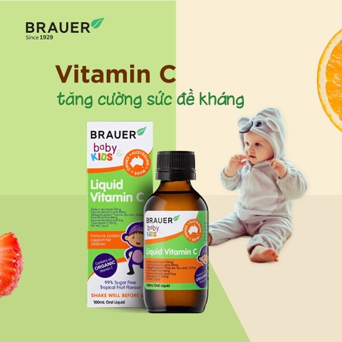 Siro vitamin c brauer baby kids liquid cho trẻ trên 1 tuổi tăng cường đề kháng chai 100ml