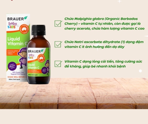 Siro vitamin c brauer baby kids liquid cho trẻ trên 1 tuổi tăng cường đề kháng chai 100ml