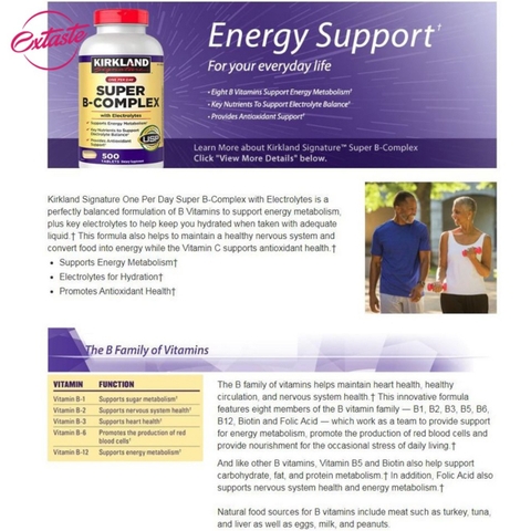 Vitamin B tổng hợp Super B-Complex Kirkland Signature hộp 500 viên