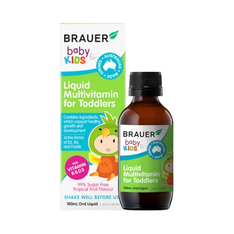 Vitamin tổng hợp cho bé từ 1 - 3 tuổi Brauer Baby Kids Liquid Multivitamin for Toddlers 100ml dạng nước 100ml