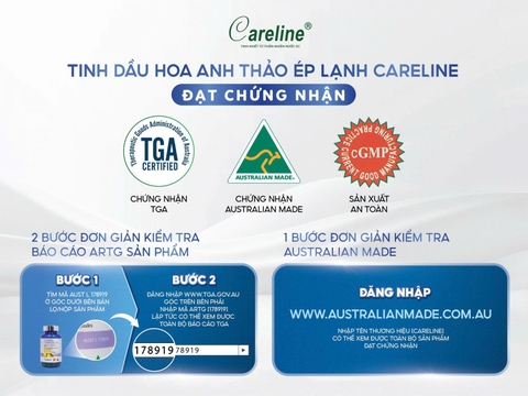 Tinh dầu hoa anh thảo ép lạnh Careline Evening Primrose Oil 1000mg 60 viên