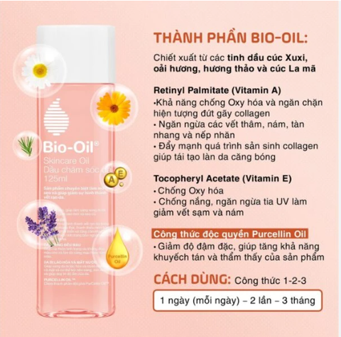 Tinh dầu rạn da bio oil skincare oil natural 200ml chiết xuất thảo dược an toàn cho mẹ bầu và trẻ em