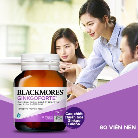 Viên uống bổ não blackmores gingkoforte 40 viên - giảm tình trạng lo lắng căng thẳng và suy giảm trí nhớ