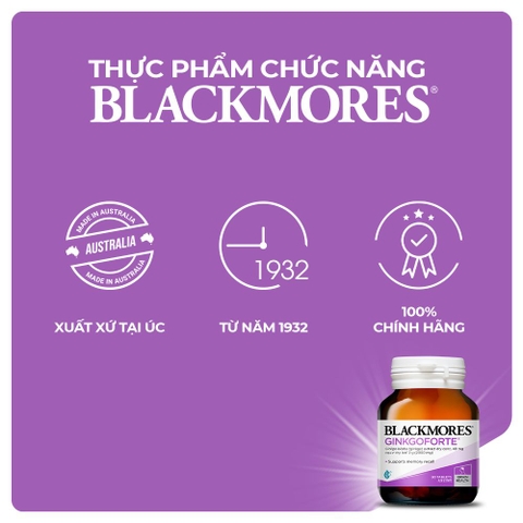 Viên uống bổ não blackmores gingkoforte 40 viên - giảm tình trạng lo lắng căng thẳng và suy giảm trí nhớ