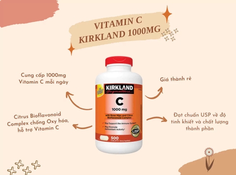 Vitamin C 1000mg Kirkland Signature hỗ trợ tăng đề kháng hộp 500 viên