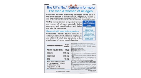 Vitabiotics Osteocare Calcium Magnesium Vitamin D Zinc 30tables