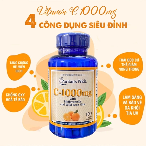 Vitamin c puritan's pride 1000mg hộp 100 viên