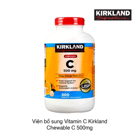 Viên nhai Vitamin C Kirkland Signature 500mg hỗ trợ làm đẹp da, tăng đề kháng 500 viên