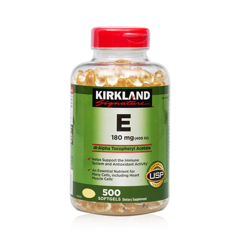 Viên uống vitamin E 400IU Kirkland Signature trắng sáng da, ngừa lão hóa hộp 500 viên