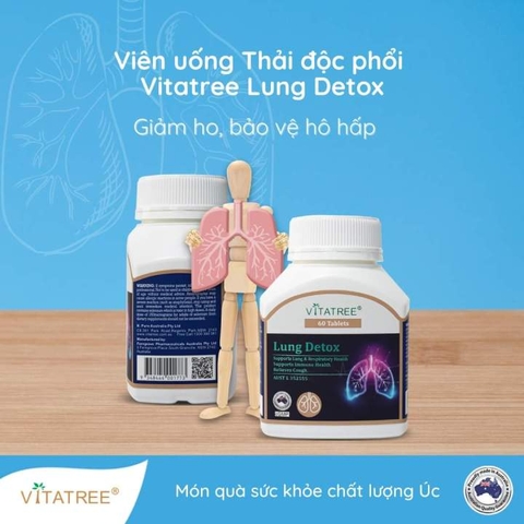 Thải độc phổi vitatree lung detox 60 viên hỗ trợ hệ ho hấp, giảm ho