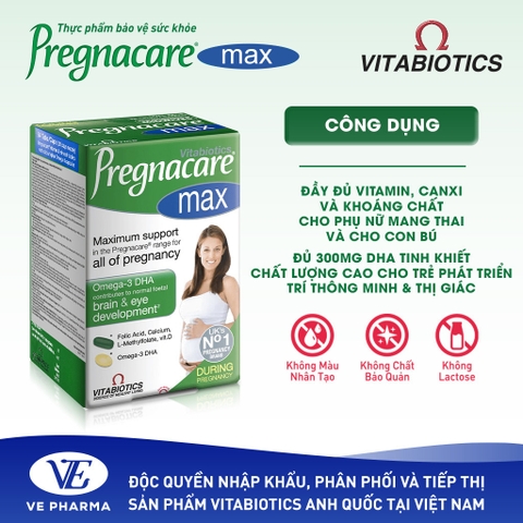 TPBVSK Pregnacare Max  bổ sung vitamin,khoáng chất cho phụ nữ mang thai &cho con bú vitabiotics