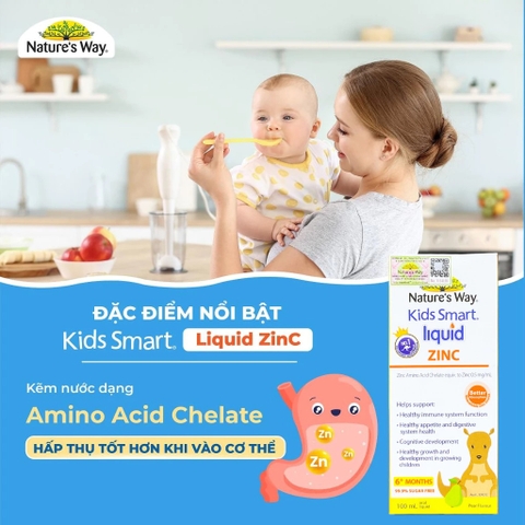 Nature’s Way Kids Smart Liquid ZinC 100ml – Bổ sung kẽm nước tăng sức đề kháng cho bé