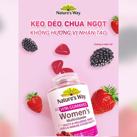 Nature’s Way Adult Vita Gummies Hair Skin Nails – Bổ sung Vitamin C, E, Biotin và kẽm hỗ trợ da, tóc móng khỏe mạnh