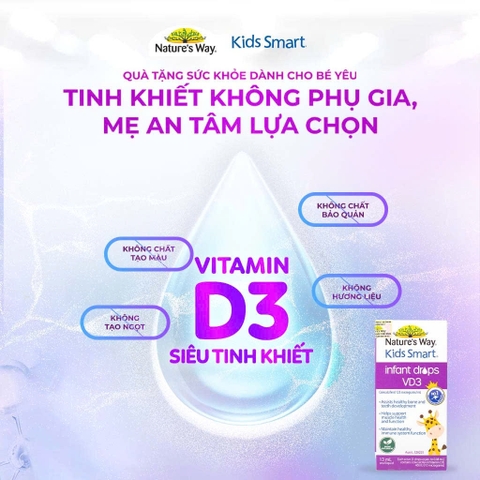 Nature's Way Kids Smart Infant Drops VD3 - Hỗ trợ bổ sung Vitamin D3 cho trẻ - Hộp 13ml