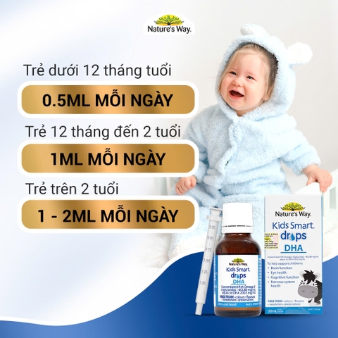 Nature's Way Kids Smart Drops DHA - Hỗ trợ phát triển não bộ, thị lực cho trẻ 20ml