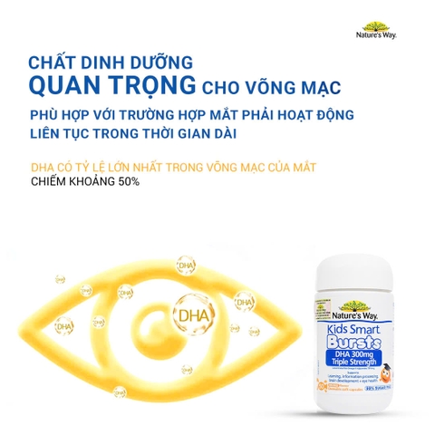 Nature's Way Kids Smart Bursts DHA 300mg Triple Strength - Bổ sung DHA, hỗ trợ tốt cho não bộ và mắt