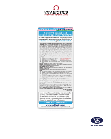 Vitabiotics Wellbaby Multi-Vitamin Liquid Chai 150ml 14 loại vitamin và khoáng chất thiết yếu cho bé