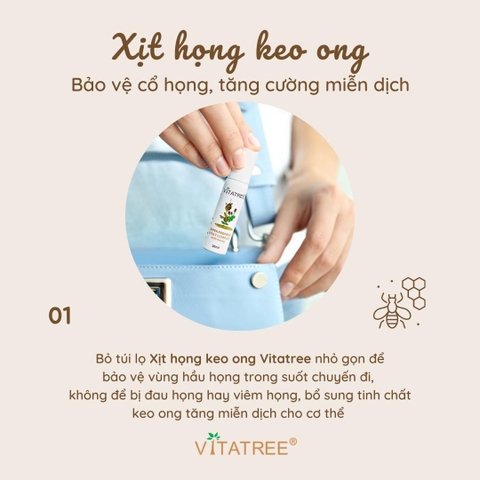 Xịt keo ong Vitatree Super Propolis Spray Complex With Manuka 15+ hỗ trợ giảm ho chai 30ml