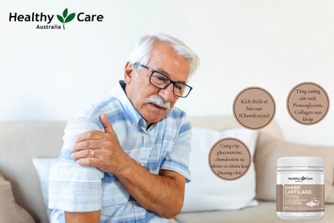 Sụn vi cá Healthy Care shark cartilage 750mg hỗ trợ xương khớp hộp 200 viên