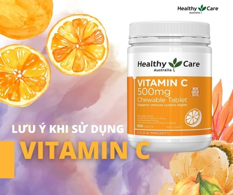Viên nhai Vitamin C 500mg Chewable Healthy Care hỗ trợ làm đẹp da, tăng đề kháng 500 viên