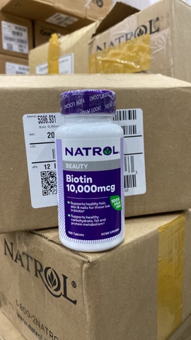 Hỗ trợ mọc tóc và chống rụng tóc natrol biotin beauty maximum strength 10000mcg100 viên