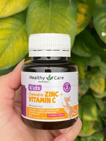 Viên nhai healthy care kids chewable zinc vitamin c bổ sung kẽm và vitamin c cho bé hộp 60 viên