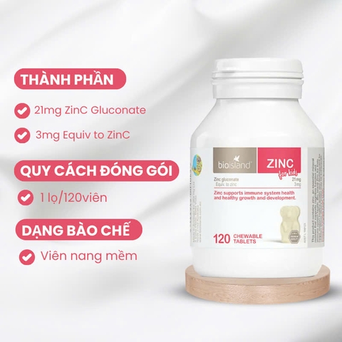 Bio Island ZinC cho bé 120 viên bổ sung kẽm cho bé