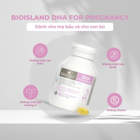 Bio Island DHA Cho Bà Bầu 60 Viên cho từ 10 tuần tuổi trong bụng mẹ