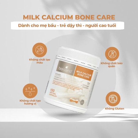Bio Island Milk Calcium Bone Care 150 viên bổ sung canxi cho mẹ bầu