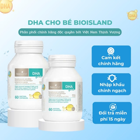 Bổ sung Bio Island DHA for kids cho bé 60 viên từ 4 tuần tuổi trở lên