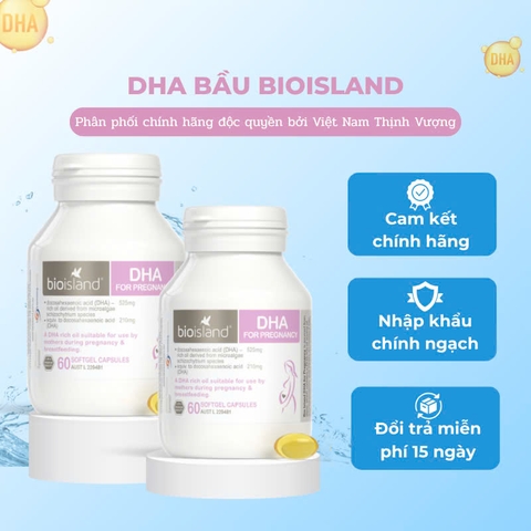 Bio Island DHA Cho Bà Bầu 60 Viên cho từ 10 tuần tuổi trong bụng mẹ