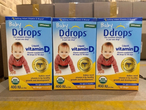 Baby Ddrops Liquid Vitamin D3 400 IU bổ sung vitamin d3 cho trẻ sơ sinh và trẻ nhỏ dạng giọt 15 ngày -t1 tuổi