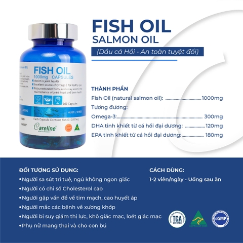 Dầu cá hồi đại dương Úc Careline Fish oil hộp 100 viên