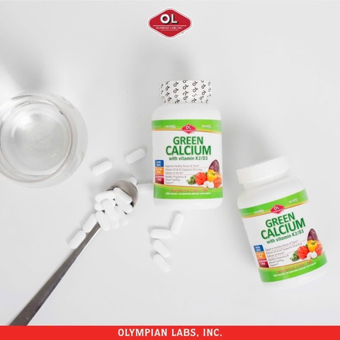 Bổ sung canxi hữu cơ cho cơ thể Olympian Labs Green Calcium with Vitamin K2/D3 hộp 100 viên