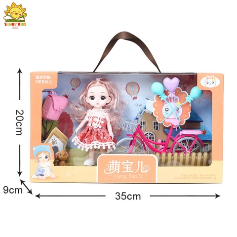 Hộp quà tặng Búp bê sang trọng cho Bé Gái - 35cm - Mắt 3D - 13 Khớp bi