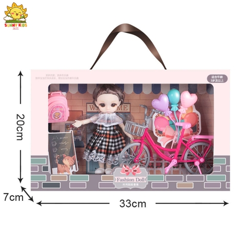Hộp quà tặng Búp bê sang trọng cho Bé Gái - 33cm - Mắt 3D - 13 Khớp bi