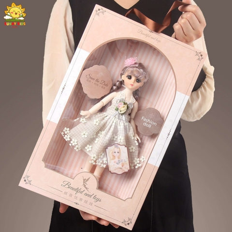Hộp quà tặng Búp bê sang trọng cho Bé Gái - 41cm - Mắt 3D - 13 Khớp bi