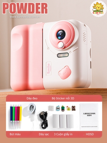 Máy ảnh trẻ em JJRC V19 | In hình lấy liền | Ống kính Zoom 10x, Quay Video 1080FHD, Màn hình 2.4inch