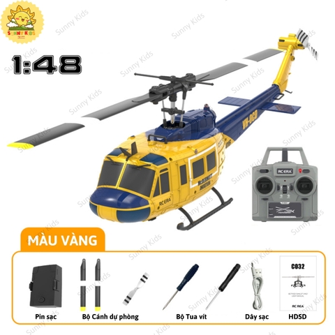 [6 KÊNH] Máy Bay Trực Thăng Điều Khiển ERA C-032 UH-1, Công Nghệ Bay Thông Minh, Chế Độ Bay Ngược Thú Vị - Sunny Kids