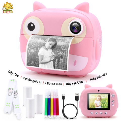 Máy chụp hình cho Bé JJRC V17 | In ảnh lấy liền | 2 Cameras, Zoom 16x, Video 1080P