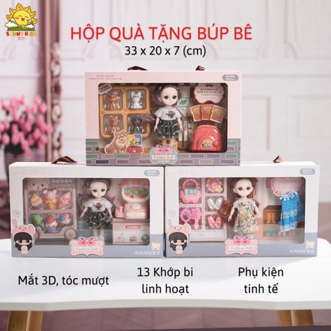 Hộp Quà Tặng Búp Bê Cho Bé Gái, Dài 33 cm, Chất Lượng Cao, Mắt 3D, Nhiều Khớp Cử Động Và Phụ Kiện Tinh Tế - Sunny Kids