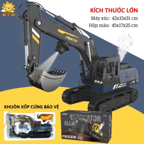 Máy xúc Điều khiển từ xa Cao cấp JJRC Q119, 12 Kênh, Dài 42cm, Phun Khói, Chiếu Hình, Điều khiển cử chỉ - Sunny Kids