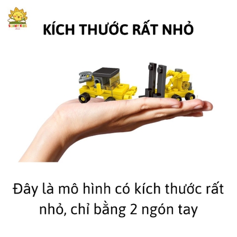 Đồ chơi lắp ráp mô hình xe Công Trường, 2 IN 1, chi tiết chắc chắn, đa dạng 16 mẫu xe mô hình đồ chơi - Sunny Kids