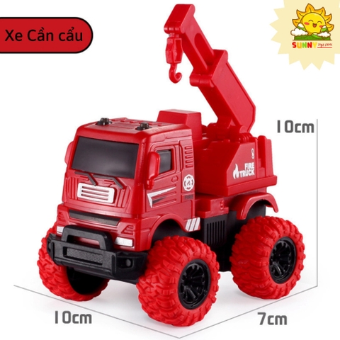 Xe ô tô đồ chơi chạy đà 1 cầu, chất nhựa tốt, an toàn, kích thước vừa tay 10x10cm, bánh cao su chống trượt - Sunny Kids