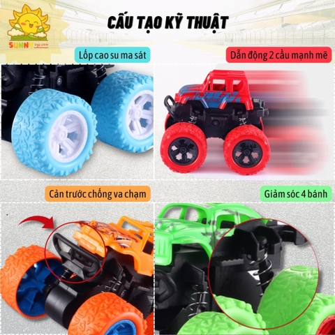 Xe ô tô đồ chơi kiểu dáng xe địa hình mini, xe quán tính 2 cầu, giảm sóc 4 bánh, lốp xe bằng cao su an toàn - Sunny Kids