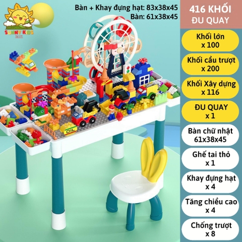 Ghế Tai Thỏ Mua Thêm Cho Bộ Đồ Chơi Bàn Xếp Hình Khối Đa Năng Cho Bé, Nhựa ABS An Toàn - Sunny Kids
