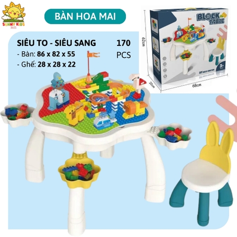 Bộ Bàn xếp hình Hoa Mai, kích thước siêu lớn, chắc chắn, đa năng, siêu đẹp, Đồ chơi khối lắp ráp thông minh - Sunny Kids
