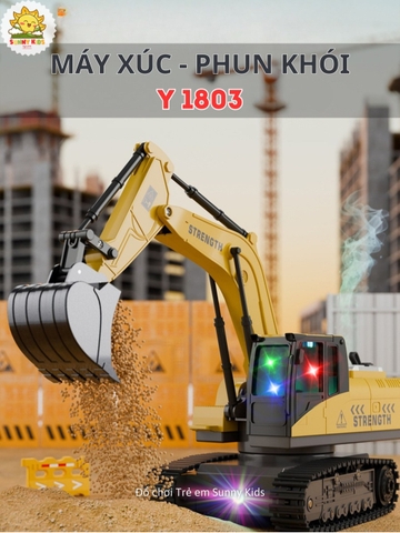 Đồ chơi Máy Xúc Điều Khiển Từ Xa Có Chức Năng Phun Khói Y1803, Nhựa ABS Chắc Chắn, Gàu Đào Bằng Kim Loại - Sunny Kids